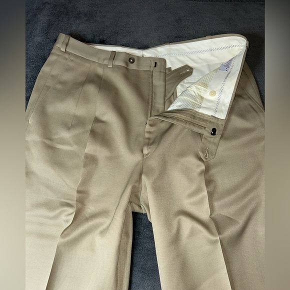 Nordstrom JB Britches Size 36W Khaki Pleated Front Business Wedding Dress Pants - Picture 8 of 11